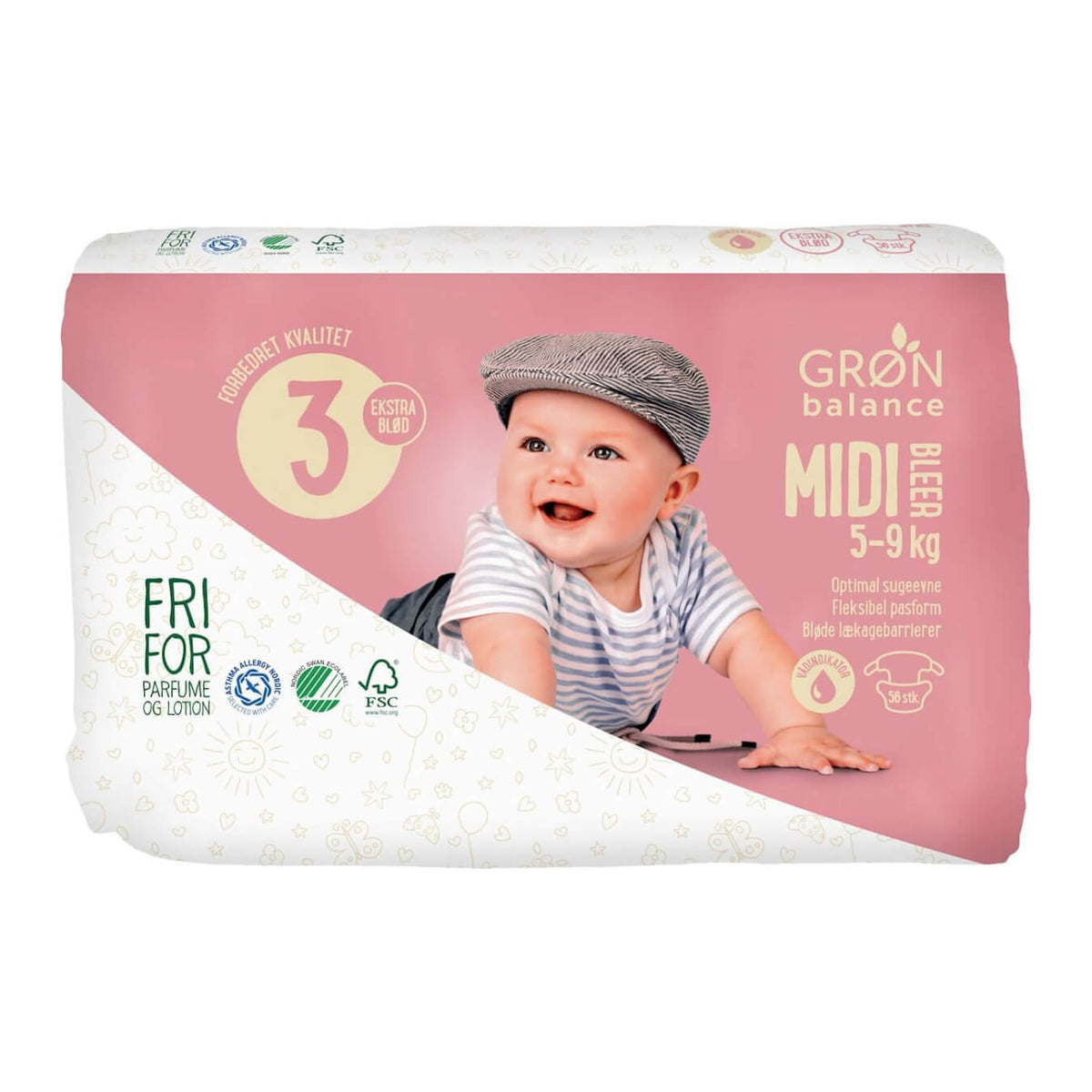 Midiwindeln 5 - 9 kg (56 τεμάχια) - GRON BALANCE