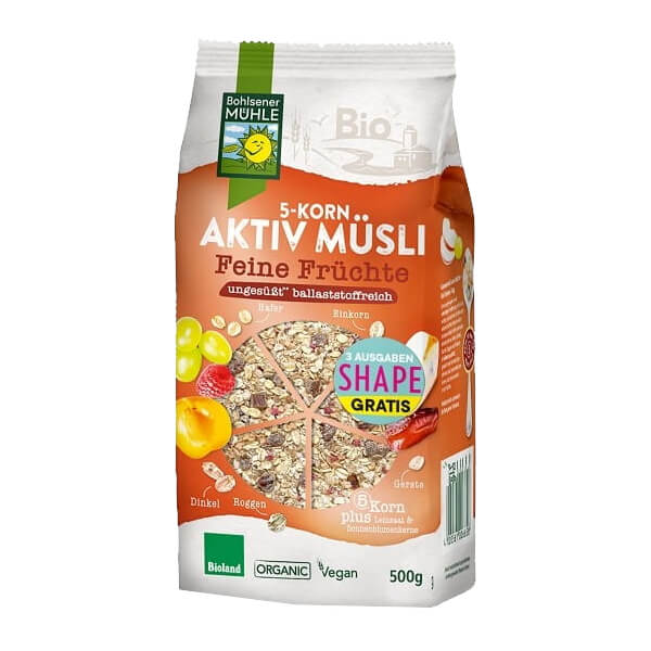 Müsli 5 Cereali con Frutta senza Zuccheri Aggiunti BIO 500 g - BOHLSENER MÜHLE