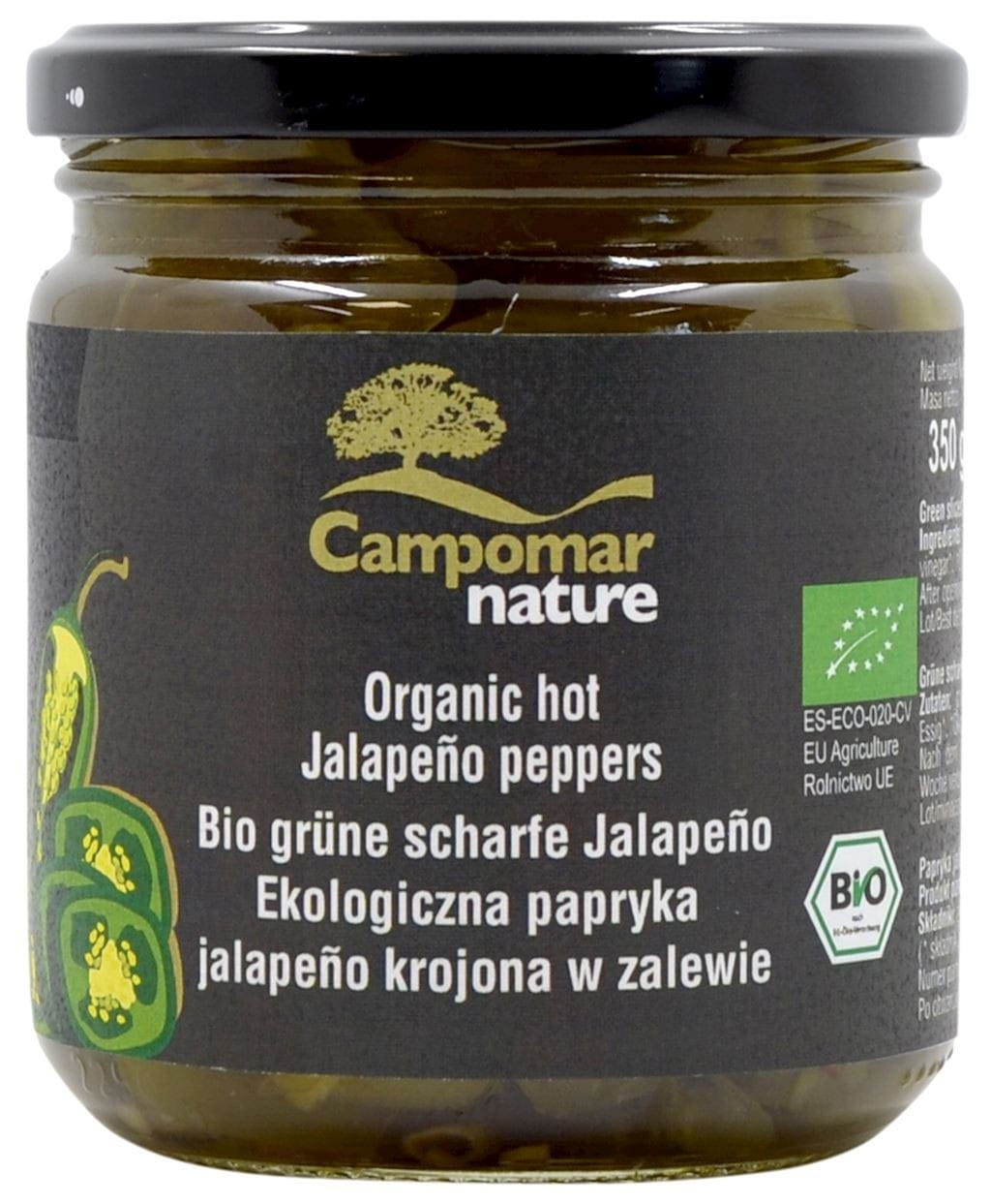 Gröna jalapeñopaprikor, skurna i saltlake EKO 350 g (130 g) - CAMPOMAR NATURE