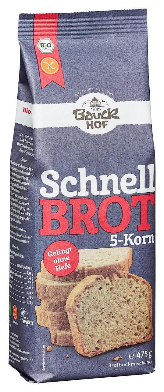 Mélange pour pain 5 grains sans gluten BIO 475 g - BAUCK HOF