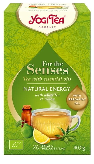 Vit te för sinnena, naturlig energi med örter, citron- och bergamottolja (för sinnena naturlig energi) EKO (20 x 2 g) 40 g - Yogi te