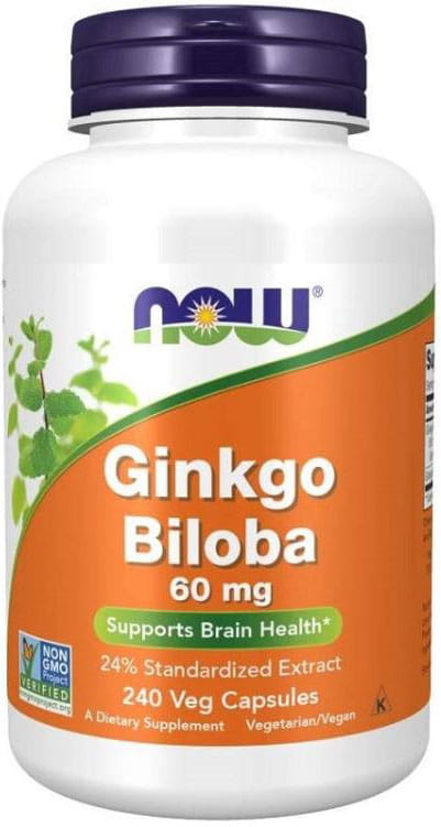 Ginkgo biloba Japonský extrakt z ginkgo 60 mg 240 kapslí NOW FOODS