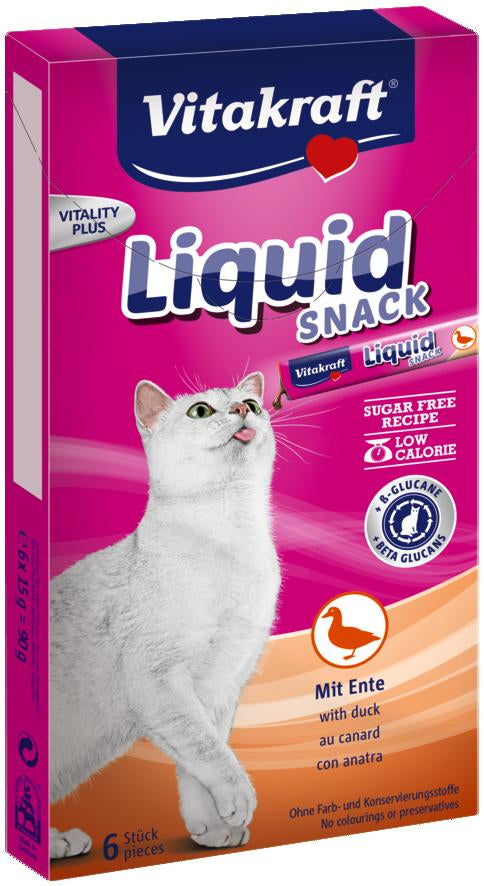 CAT LIQUID SNACK Snack mit Ente und Bklugan für Katzen 6 St. - VITAKRAFT