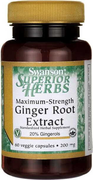 Ginger FORTE standardisierter Extrakt Maximum - Stärke Ingwerwurzelextrakt 200mg 60 Kapseln SWANSON