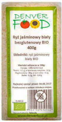 Glutenfri vit jasminris EKO 400g DENVER FOOD