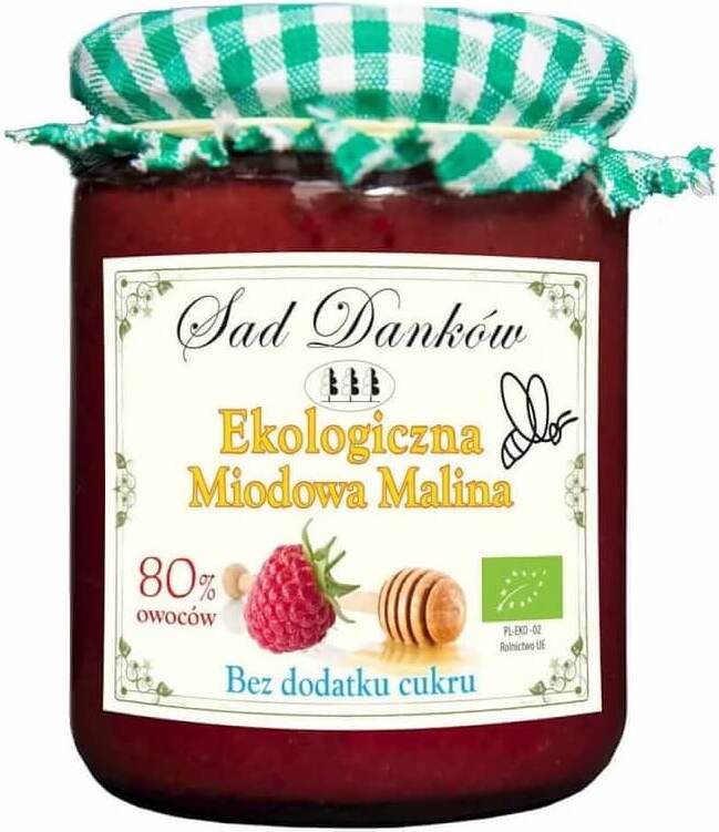 Organic honey-raspberry jam without sugar 260 g - SAD DANKÓW