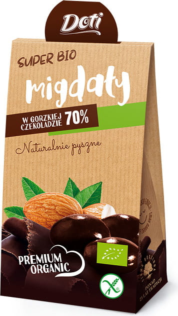 Glutenfreie Mandeln in Zartbitterschokolade BIO 50 g - DOTI