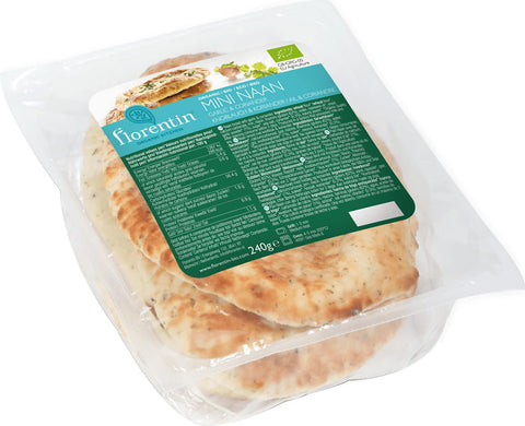 Knoblauch-Koriander-Mini-Naan-Brot BIO 240 g - FLORENTIN