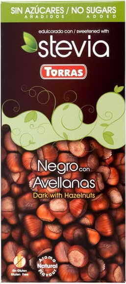ช็อกโกแลตดำพร้อมถั่วฮาเซล 125 กรัม STEVIA TORRAS