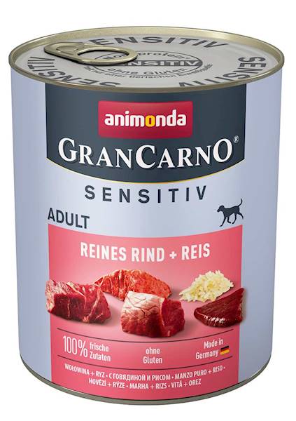 GranCarno Sensitive Adult Dose reines Rindfleisch mit Reis 800g - ANIMONDA