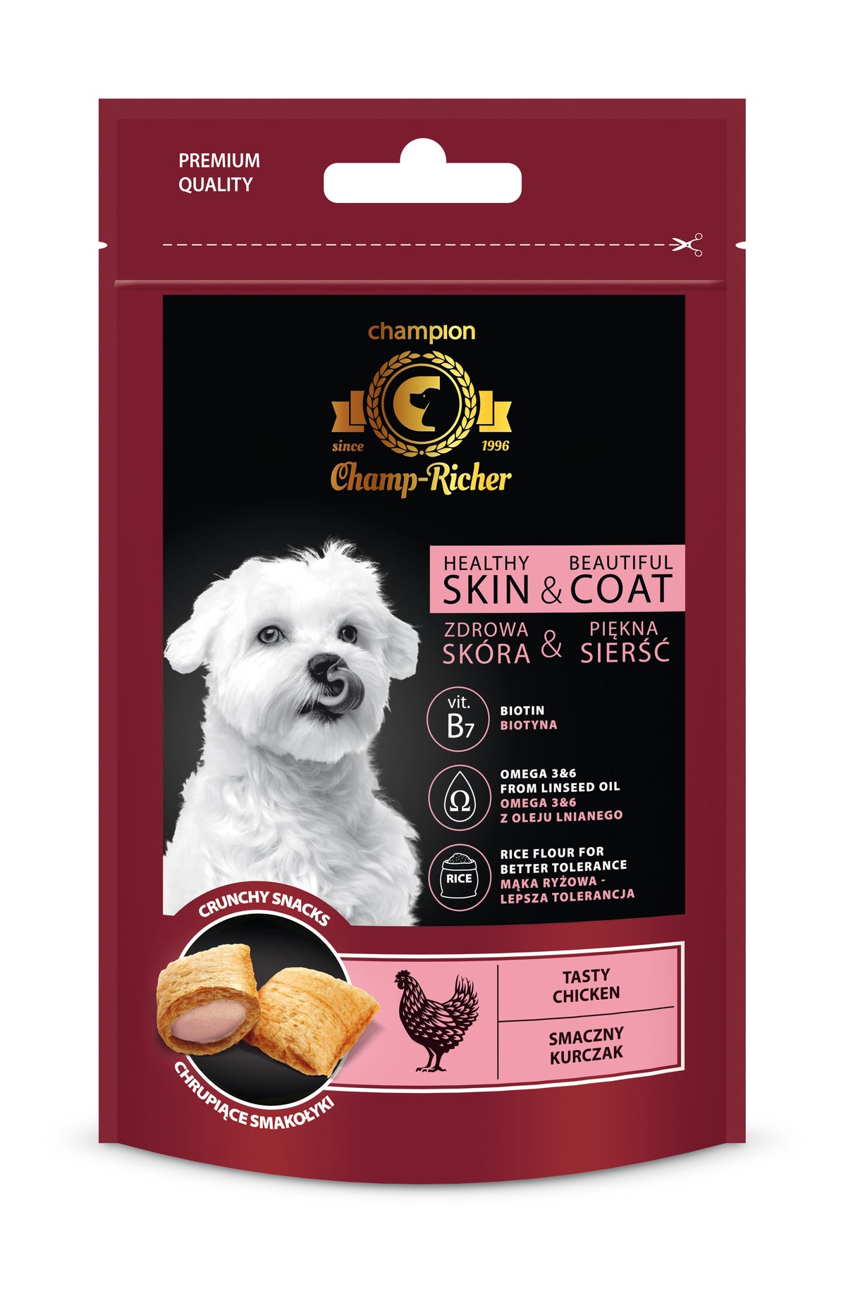 Hundesnacks für Haut und Haar mit Huhn 90g - CHAMP-RICHER