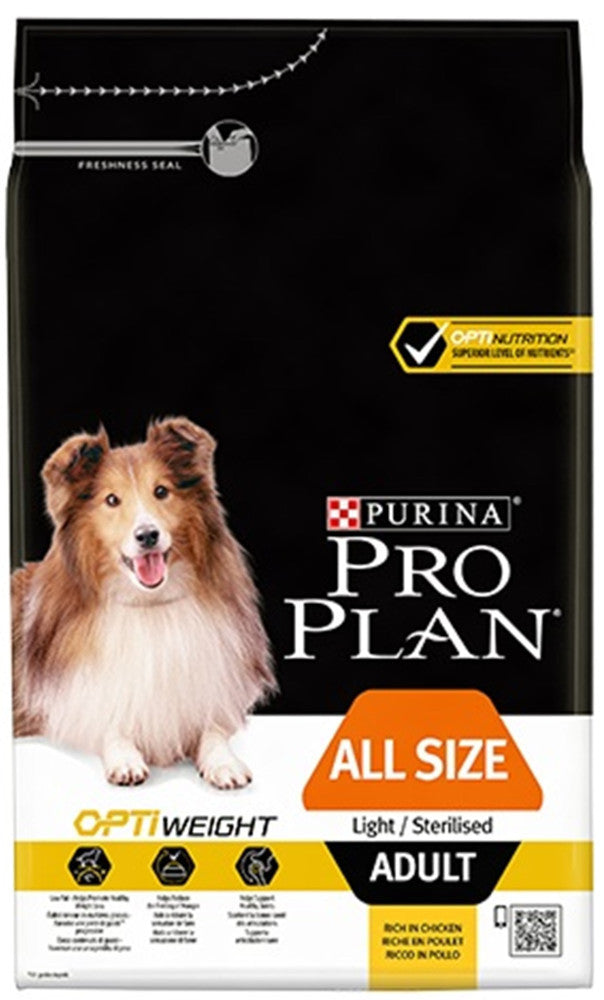 PRO PLAN ALLE GRÖSSEN ERWACHSENE Leichtes/sterilisiertes OPTI-GEWICHT Huhn 3 kg + KOSTENLOSER Dental Pro Riegel ALLE GRÖSSE ERWACHSENE – PURINA