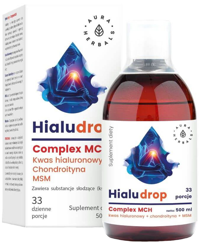 Hialudrop Complex with Hyaluronic Acid Chondroitin MSM 33 Servings 500 ml AURA HERBALS