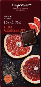 Glutenfreie vegane Bitterschokolade mit Chia und Grapefruit BIO 70g HAPPY BENJAMINO