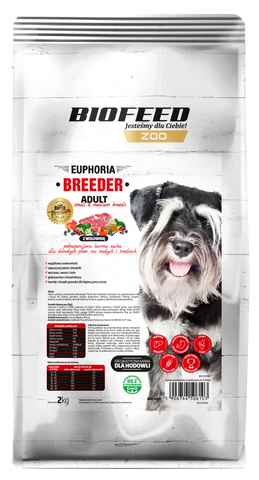 EUPHORIA BREEDER ADULT Small & Medium für ausgewachsene Hunde kleiner und mittlerer Rassen mit Rindfleisch 2kg - BIOFEED