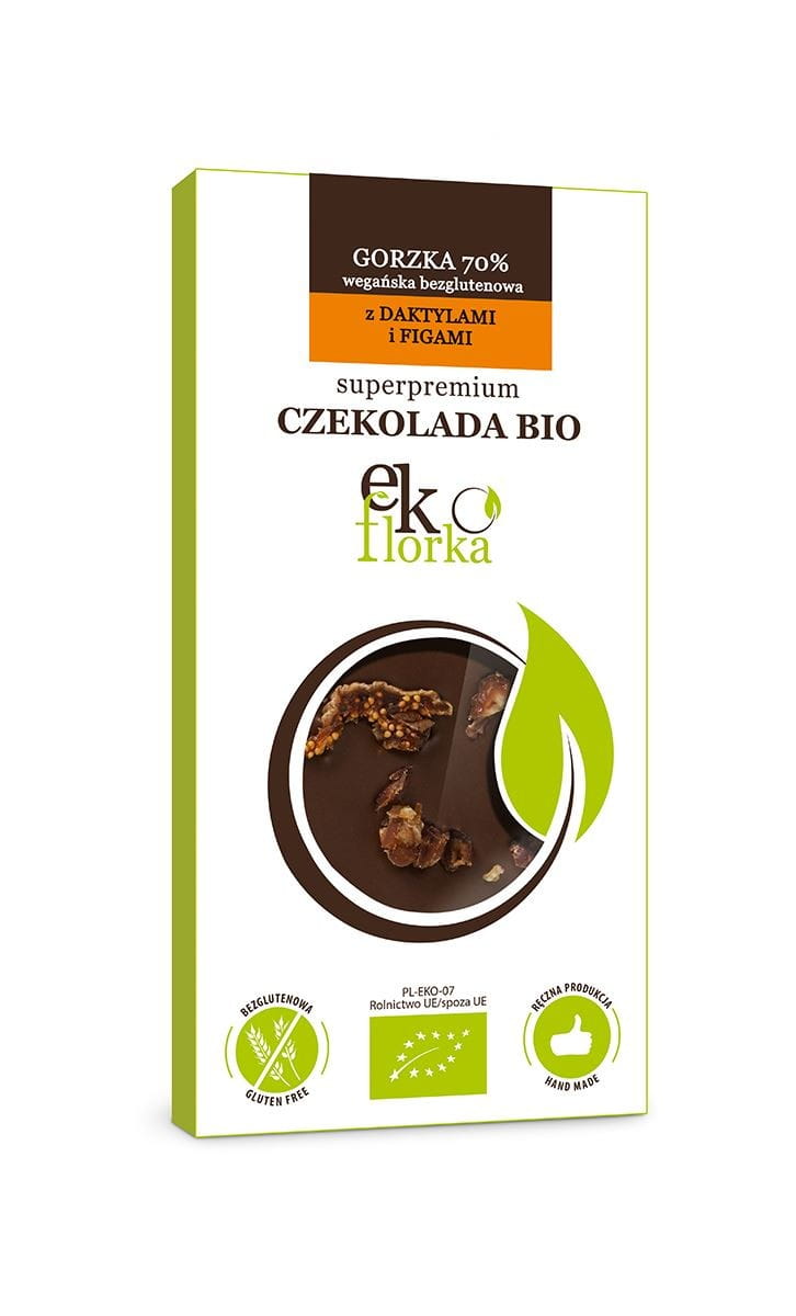 BIO BIO BIO 85 g glutenfreie Premium-Bitterschokolade mit Datteln und Feigen - EKOFLORKA