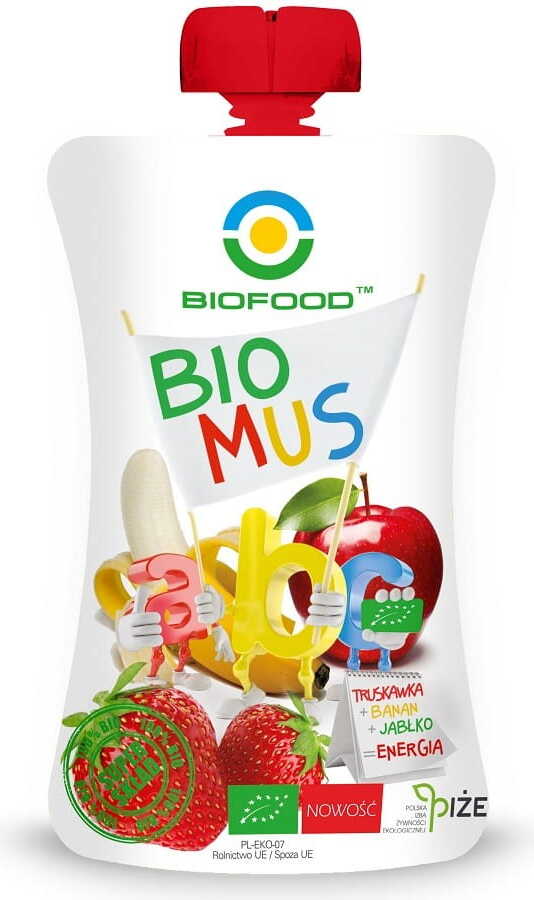Aardbei-Banaan-Appel-Mousse BIO 90 g - BIO LEBENSMITTEL