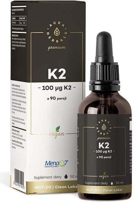 Vitamin K2MK7 K2 - MK7 tekutý 100 mcg 90 porcí 50 ml AURA HERBALS PREMIUM