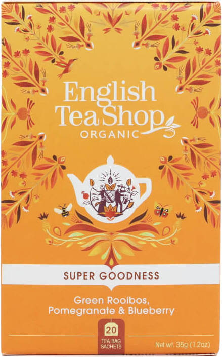 Gröntee Rooibos Granatäpple och Blåbär 20x1,75 g EKO 35 g ENGLISH TEA SHOP