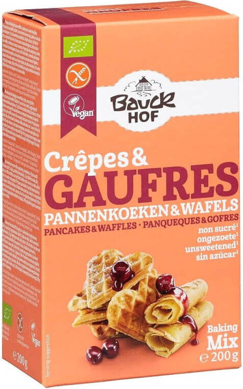 Mix för att göra våfflor och pannkakor glutenfri EKO 200 g - BAUCK HOF