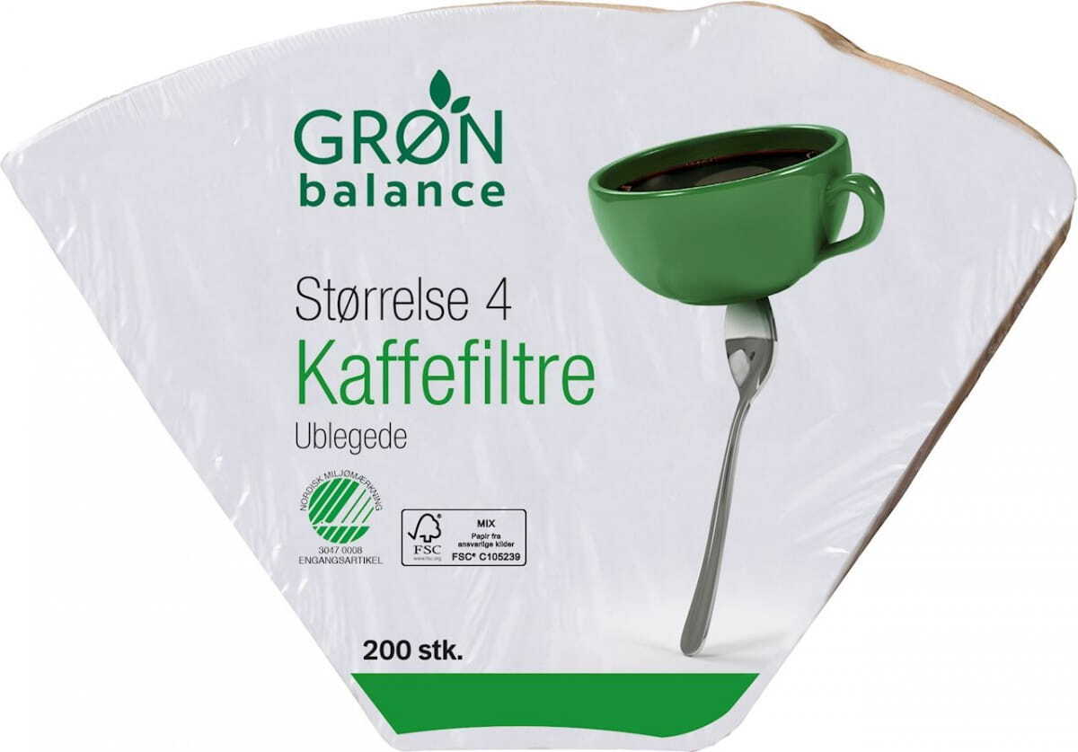 Kaffefilter af brunt papir, størrelse 4 (200 stk) - GRON BALANCE