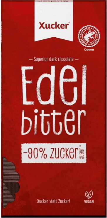 Coklat gelap 75% koko dengan xylitol tanpa tambahan gula 80g XUCKER