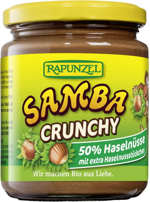 Schokoladen- und Nusscreme mit Haselnussstückchen Samba BIO 250 g - RAPUNZEL