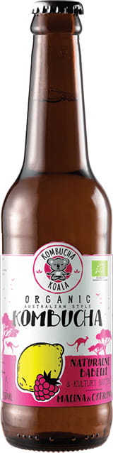 Kombucha aromatizado com framboesa e limão BIO 330 ml - KOALA KOMBUCHA