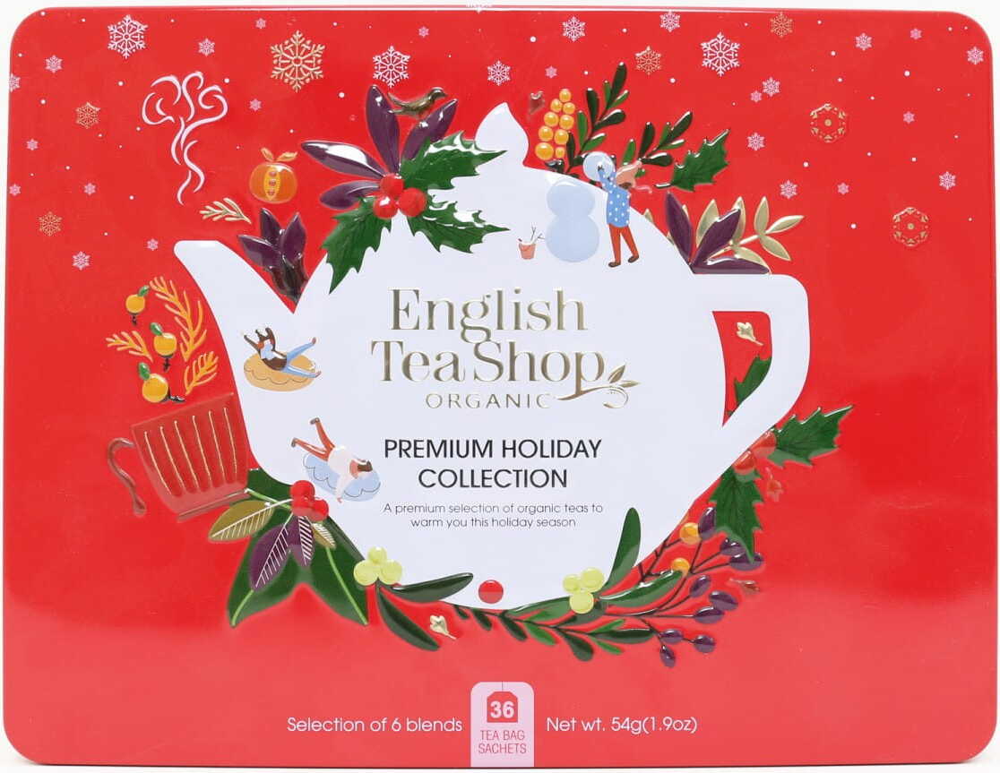 Sada kvalitních čajů z vánoční kolekce v dekorativní červené dóze BIO 44 g ENGLISH TEA SHOP