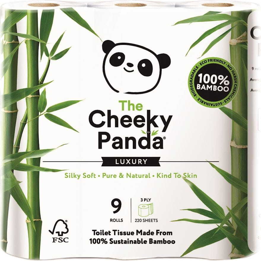 Three-ply bamboo toilet paper 9 rolls - CHEEKY PANDA