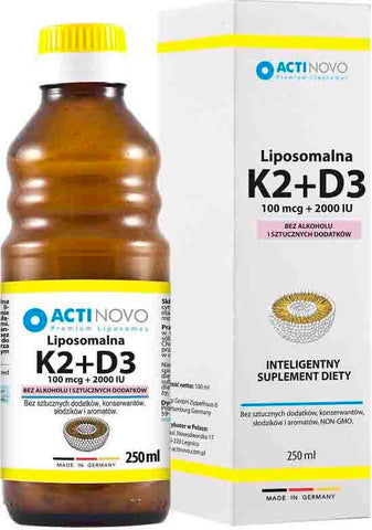 Liposomales Vitamin K2 + D3 100 mcg + 2000 IE 125 Portionen ohne Alkohol 250 ml - ACTINOVO