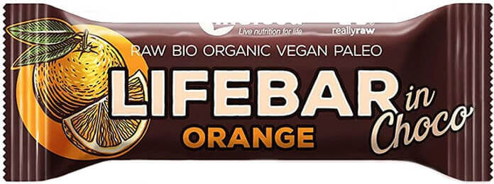 Schokoladenüberzogener Orangenriegel roh glutenfrei BIO 40 g - LIFEFOOD