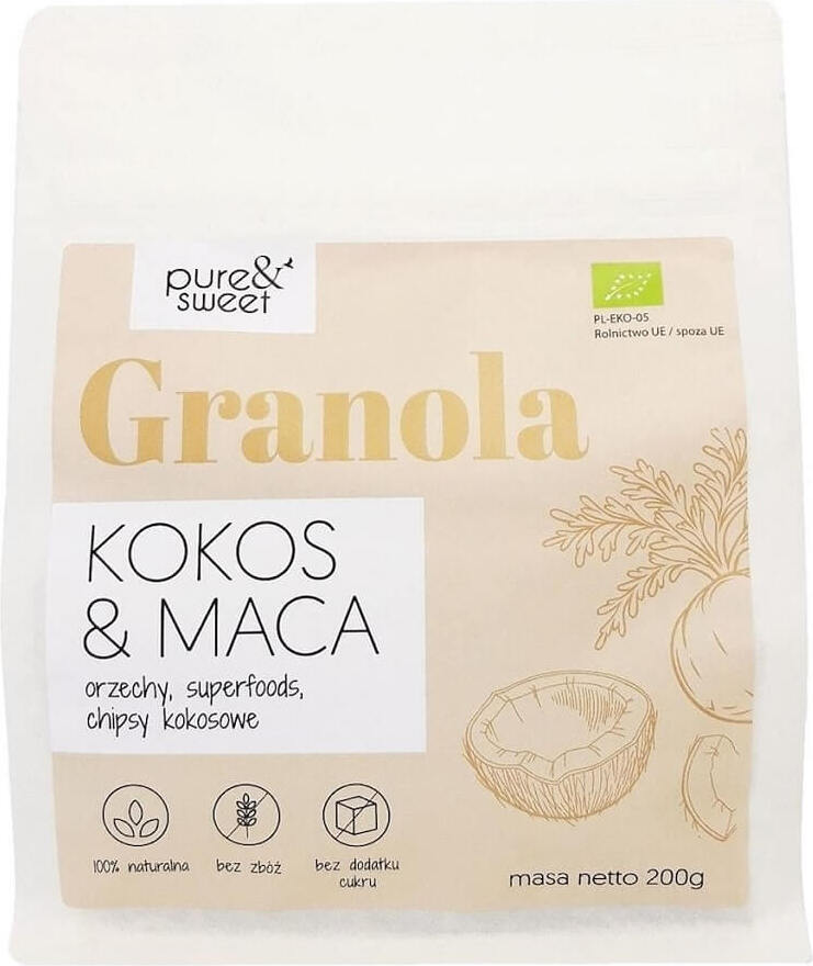 Granola Kókusz & gluténmentes Maca BIO 200 g - PURE & SWEET