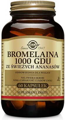 Bromelain Bromelain 1000 MG gdu z čerstvého ananasu 60 kapslí SOLGAR