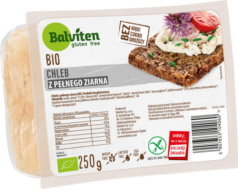 Glutenfreies Vollkornbrot BIO 250 g - BALVITEN