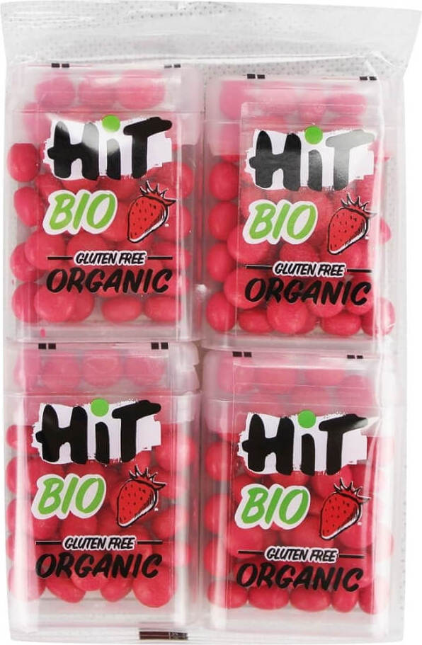 Dragees med jordgubbssmak glutenfri BIO 4 x 15 g - HIT