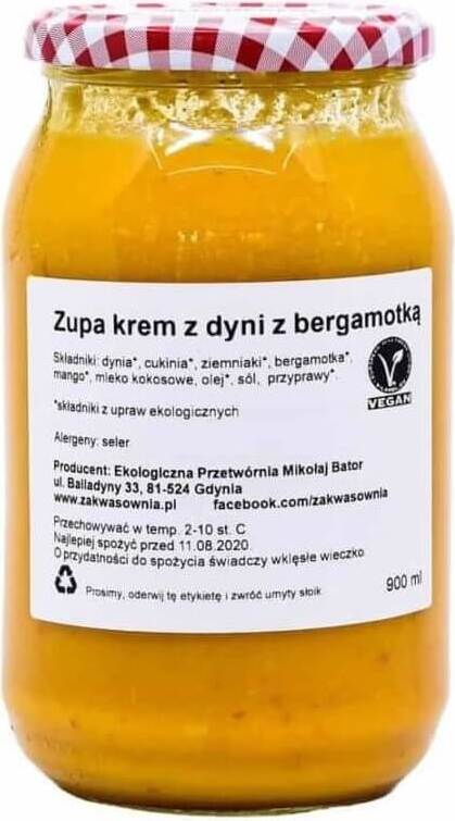 Kürbiscremesuppe mit Bergamotte BIO 900 ml - ZAKWASOWNIA