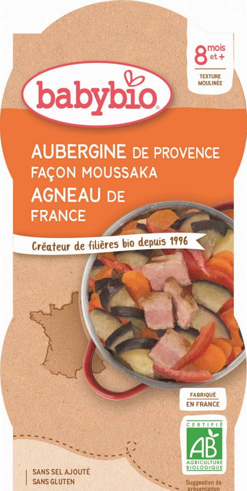 Auberginen-Moussaka mit Lamm ab 8 Monaten glutenfrei BIO 2x200 g BABYBIO