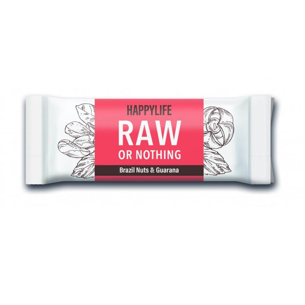 Barretta cruda di noci del Brasile e guaranà senza glutine BIO 50 g HAPPYLIFE