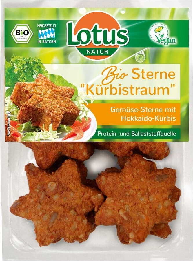 Λαχανικά αστέρια με κολοκύθα Hokkaido και τόφου BIO 250 g - LOTUS