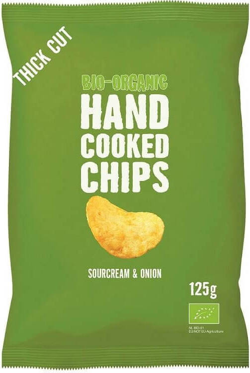 Kartoffelchips, dünn geschnitten, mit Rahm- und Zwiebelgeschmack BIO 125 g - TRAFO