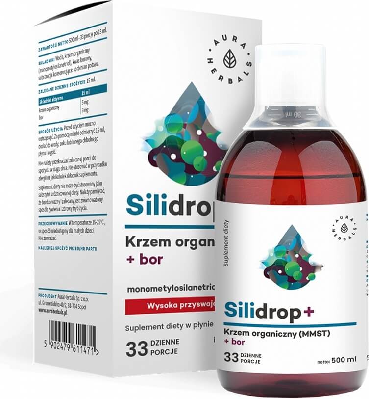 Silidrop organisk silicium + bor 500ml AURA HERBALS
