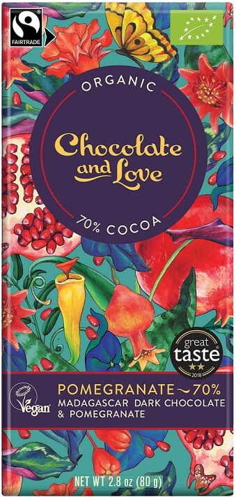 Cioccolato fondente svizzero con melograno del commercio equo e solidale BIO 80 g - SCHOKOLADE UND LIEBE