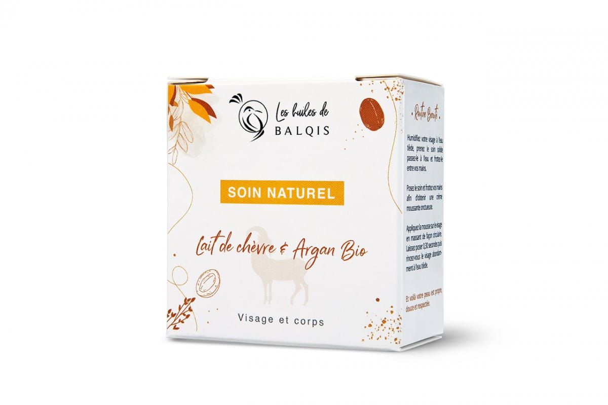Saponetta per viso e corpo, latte di capra e olio di argan 100 g - BALQIS