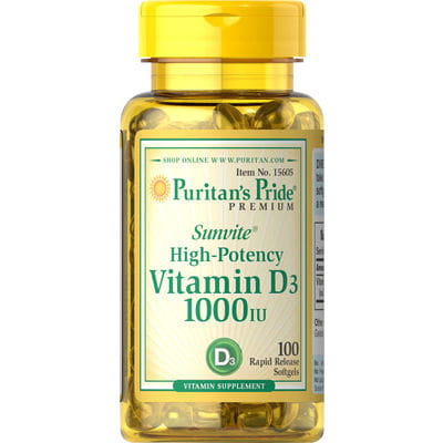 Vitamine D3 1000 UI 100 gélules PURITAN'S PRIDE