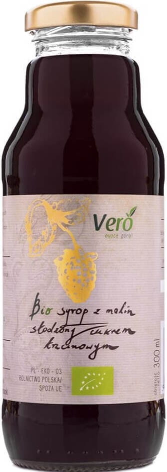 Himbeersirup gesüßt mit Rohrzucker BIO 300 ml VERO