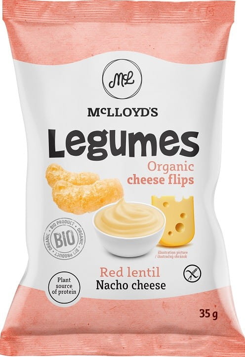 Chips de queijo com lentilhas vermelhas sem glúten orgânico 35 g MCLLOYDS