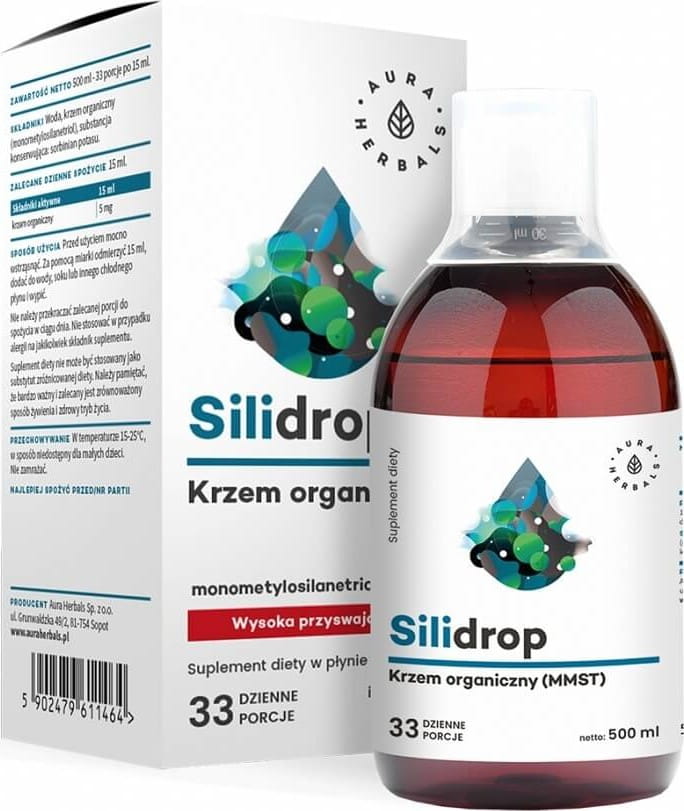 Organisk silisium Silidrop mmst silisium g5 væske 500 ml AURA HERBALS
