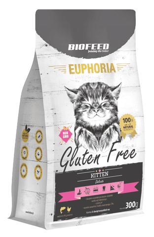 EUPHORIA KITTEN Glutenfreies Katzenfutter mit Geflügel und Lachs 300g - BIOFEED