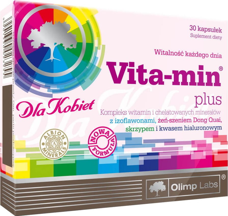 วิตามินและแร่ธาตุสำหรับผู้หญิง + กรดไฮยาลูโรนิก vita - min plus 30 แคปซูล OLIMP LABS